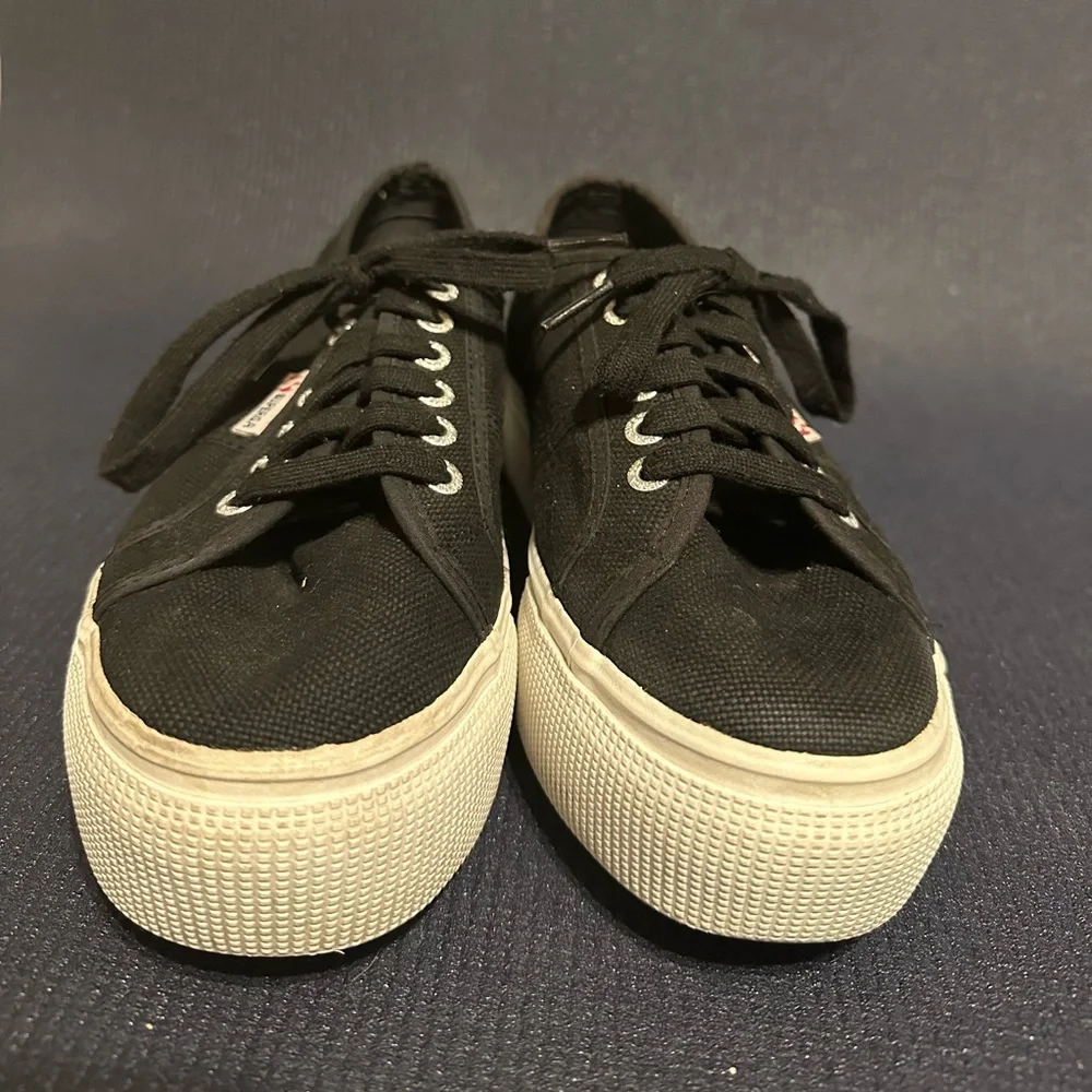 Women’s Superga 2790 Platform Sneakers Black Canvas - Picture 7 of 7